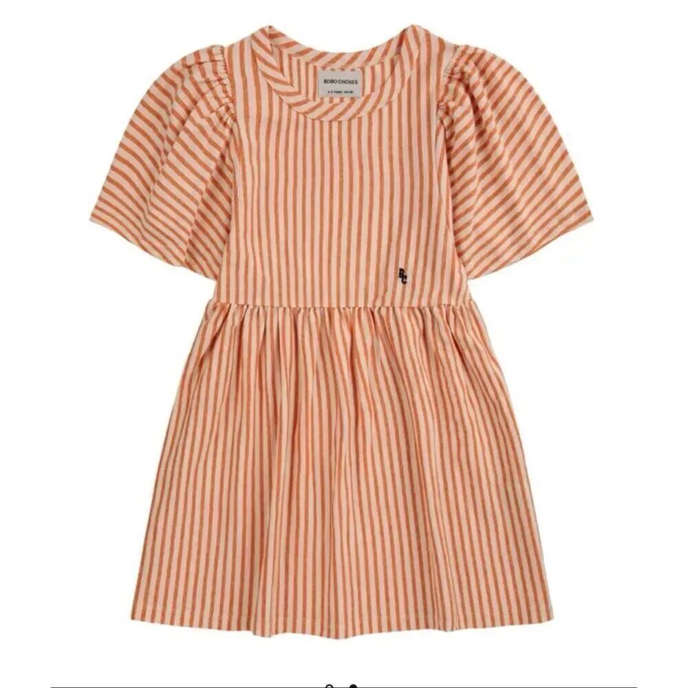BOBO CHOSES Striped Organic Cotton Dress | Orange G27, $90